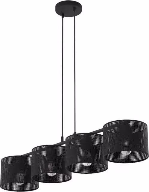 Lampada sospesa LUX nera 4xE27 cilindrica Emibig