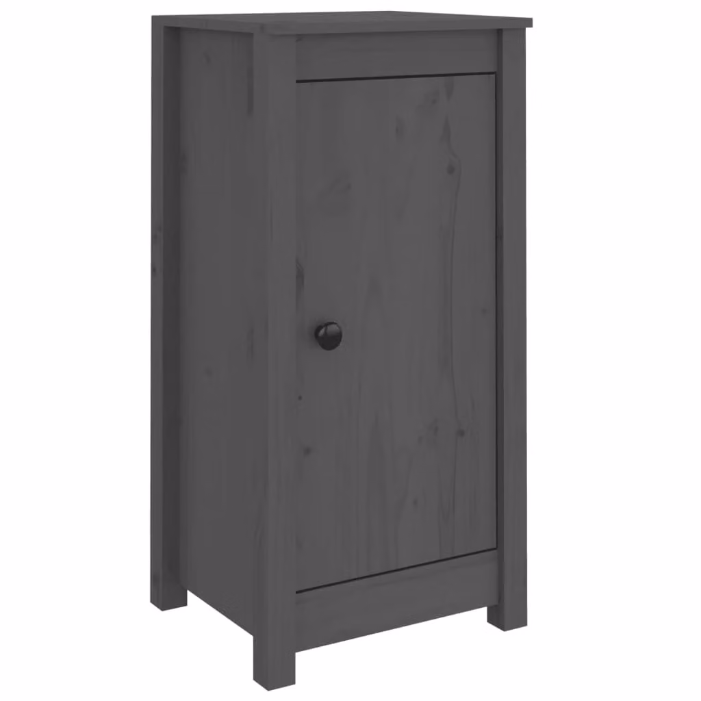 Credenze 2 pz Grigie 39x35x80 cm in Legno Massello di Pino