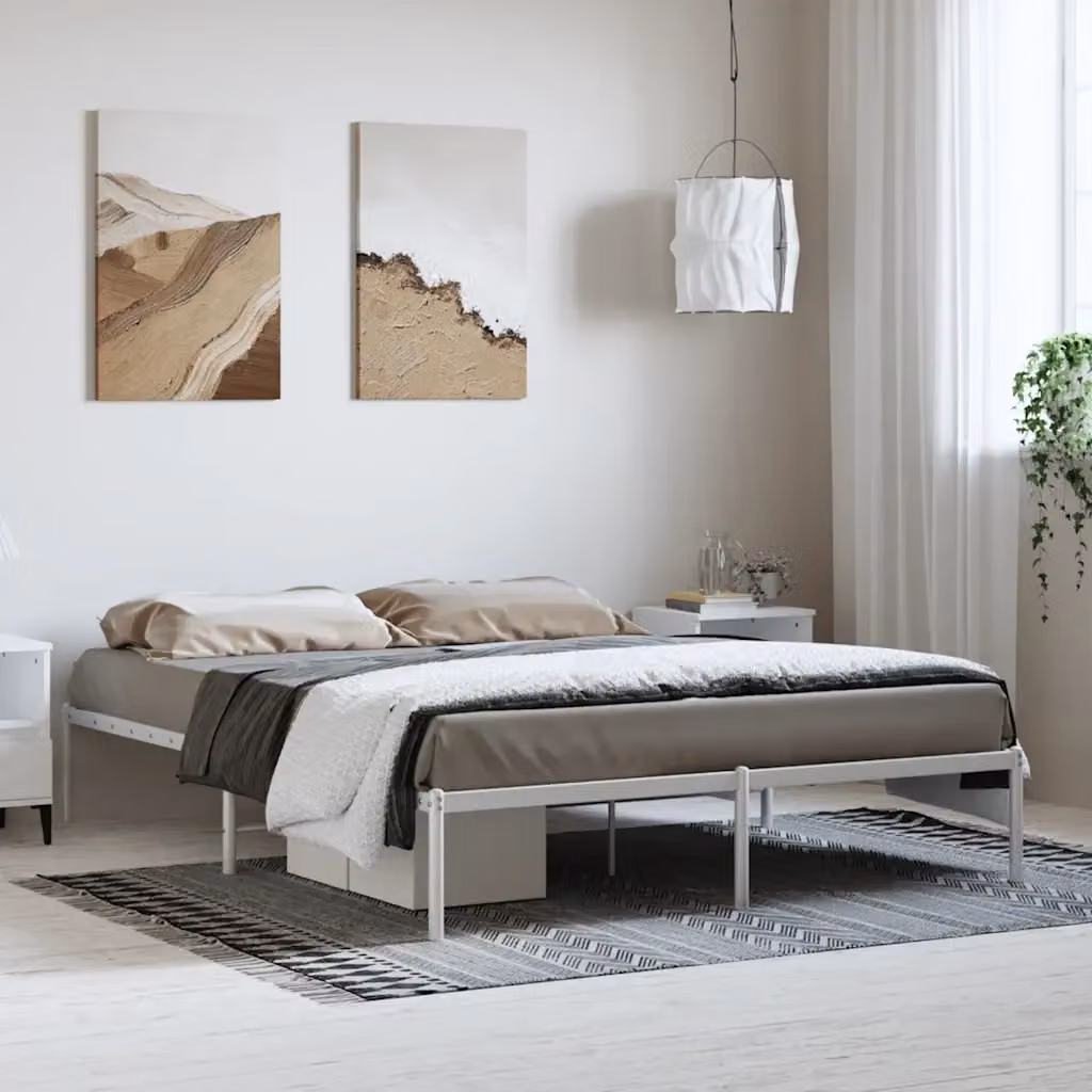 Letto matrimoniale DESIGN IN in metallo bianco con doghe fisse e struttura rigida L/P/H: 150 x 200 cm – 2