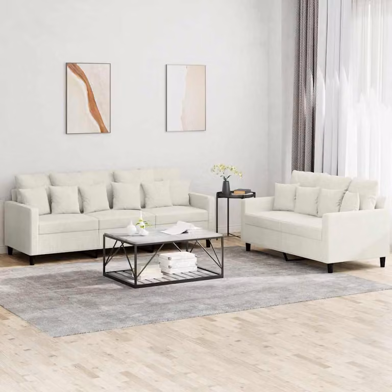 vidaXL Set di Divani 2 pz in Velluto Beige con Cuscini