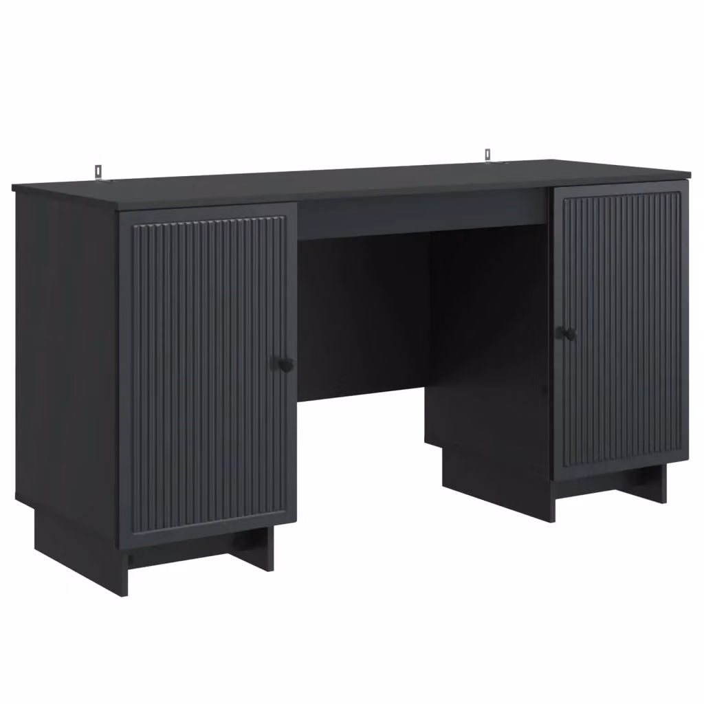 Scrivania moderna vidaXL nera in MDF laminato L: 142,5 cm, P: 50 cm, H: 75 cm – 2