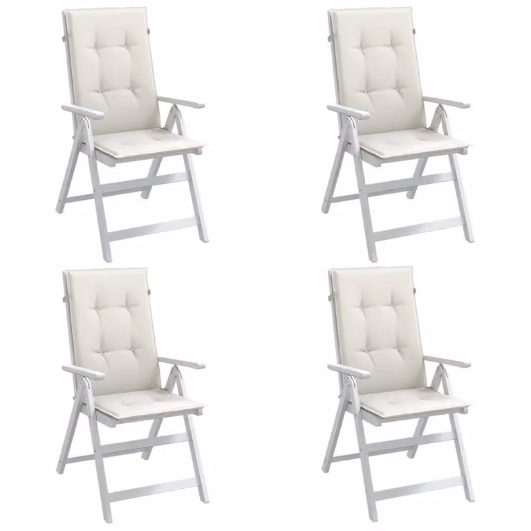 Set di 4 cuscini per schiena alta vidaXL in tessuto beige mélange, con imbottitura in schiuma e lacci di fissaggio, L 120 cm x P 50 cm x H 4 cm
