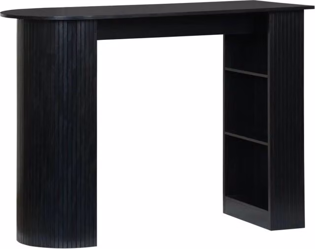 Tavolo da cucina moderno Sweeek in legno e MDF nero con ripiani porta servizio, rettangolare L: 120 cm, P: 40 cm, H: 100 cm – 1