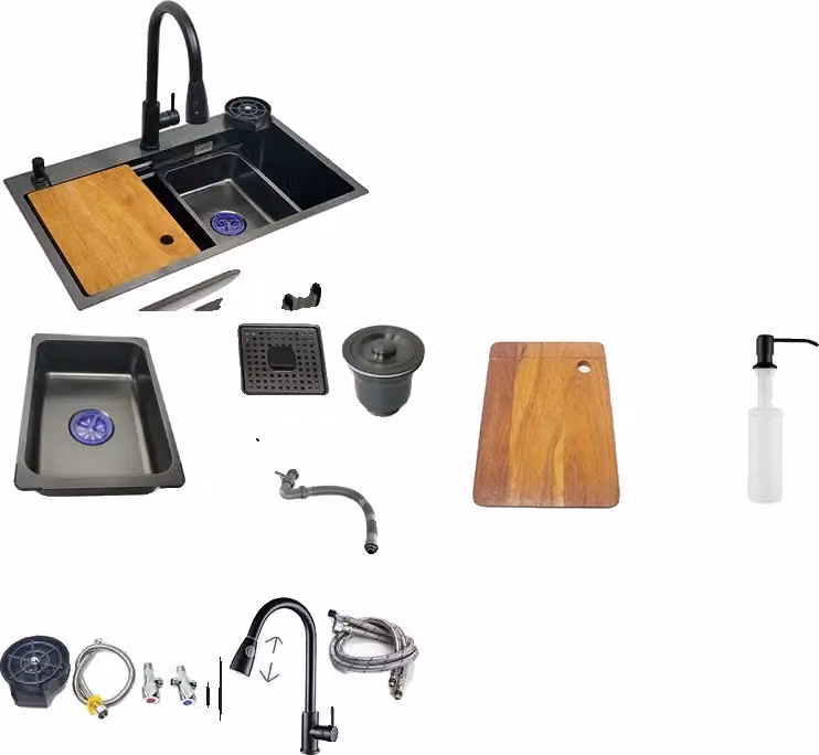 Lavello da cucina Kaipeida, acciaio inox resistente, design a vasca singola, rosso