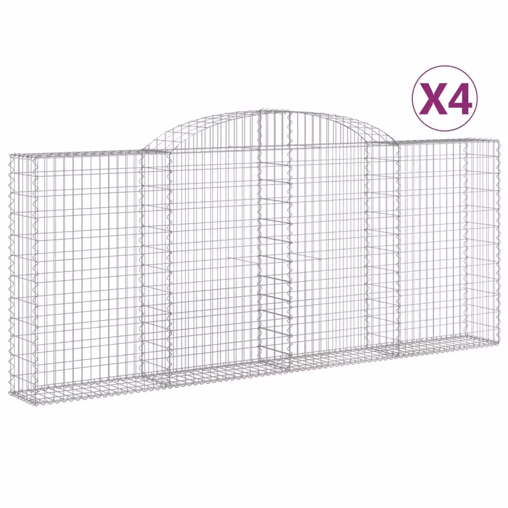 Cesti Gabbioni ad Arco 4 pz 300x30x120/140 cm Ferro Zincato