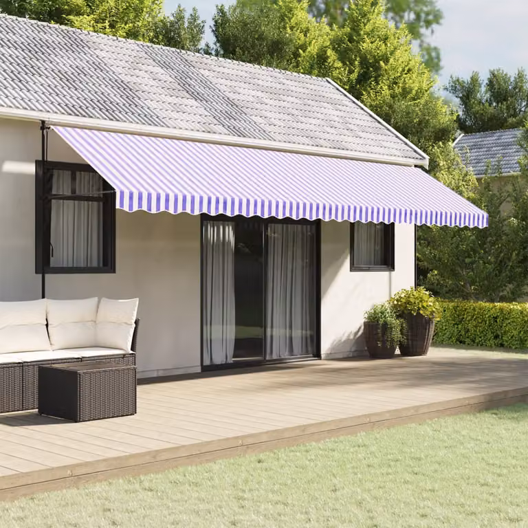 Ricambio in poliestere per tenda da sole vidaXL a righe blu e bianche L: 580 cm