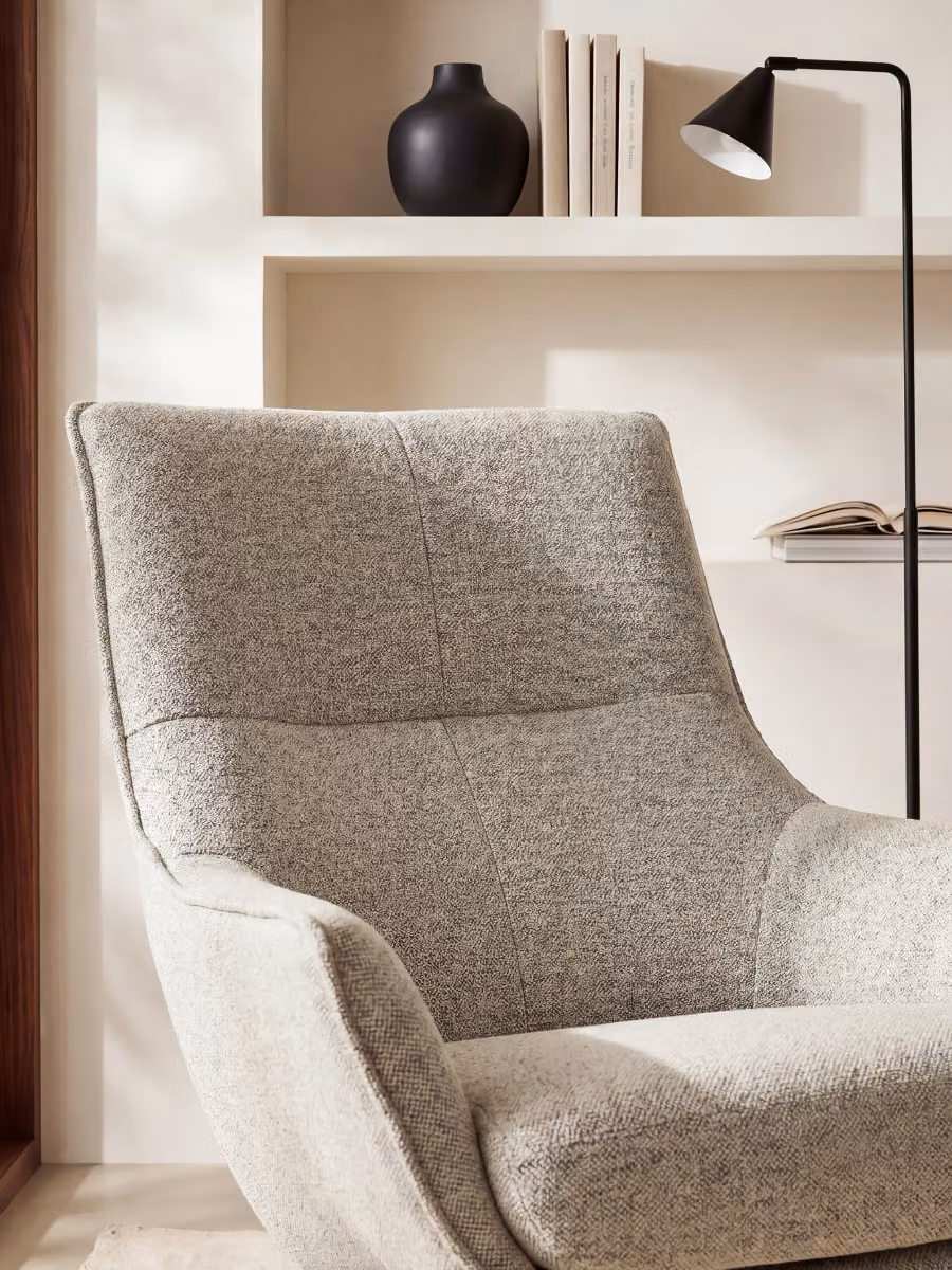 Poltrona girevole Gery Kenay Home imbottita con braccioli e struttura in metallo, colore visone – 2