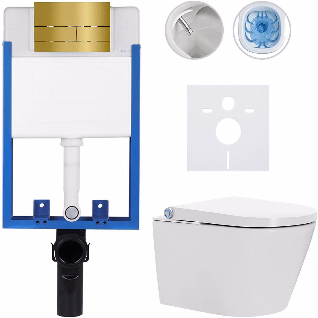 Set completo per WC Profi/Cronus Standard - bianco lucido - pulsante per WC Line/Oro - da incasso - 59,3x38,4 cm
