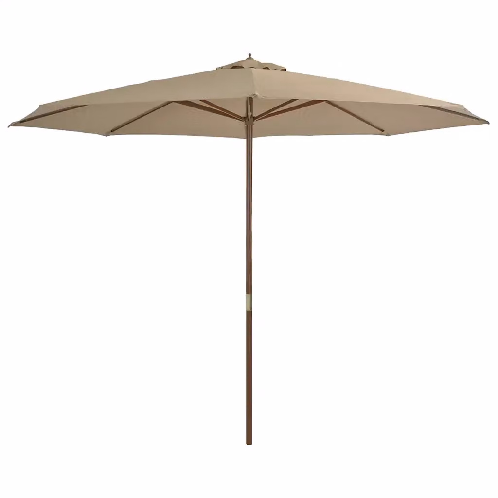 Ombrellone da esterni MercatoXL con palo centrale in legno e copertura in poliestere, Grigio, Diametro: 350 cm, Altezza: 240 cm – 2
