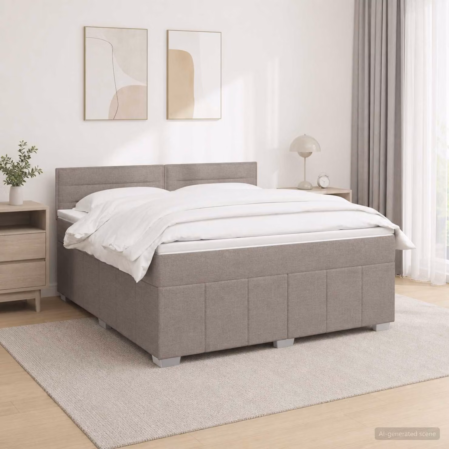 Letto box spring con materasso vidaXL in tessuto Tortora L/P: 140 x 200 cm