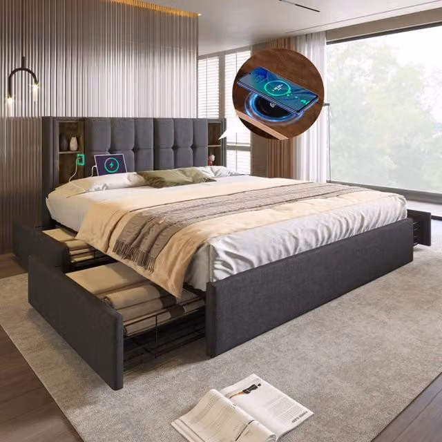 letto imbottito lino grigio 160x200 cm