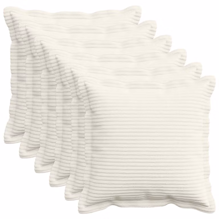 Set di 6 federe vidaXL HOUTEN in velluto a coste, colore crema, 35 x 35 cm