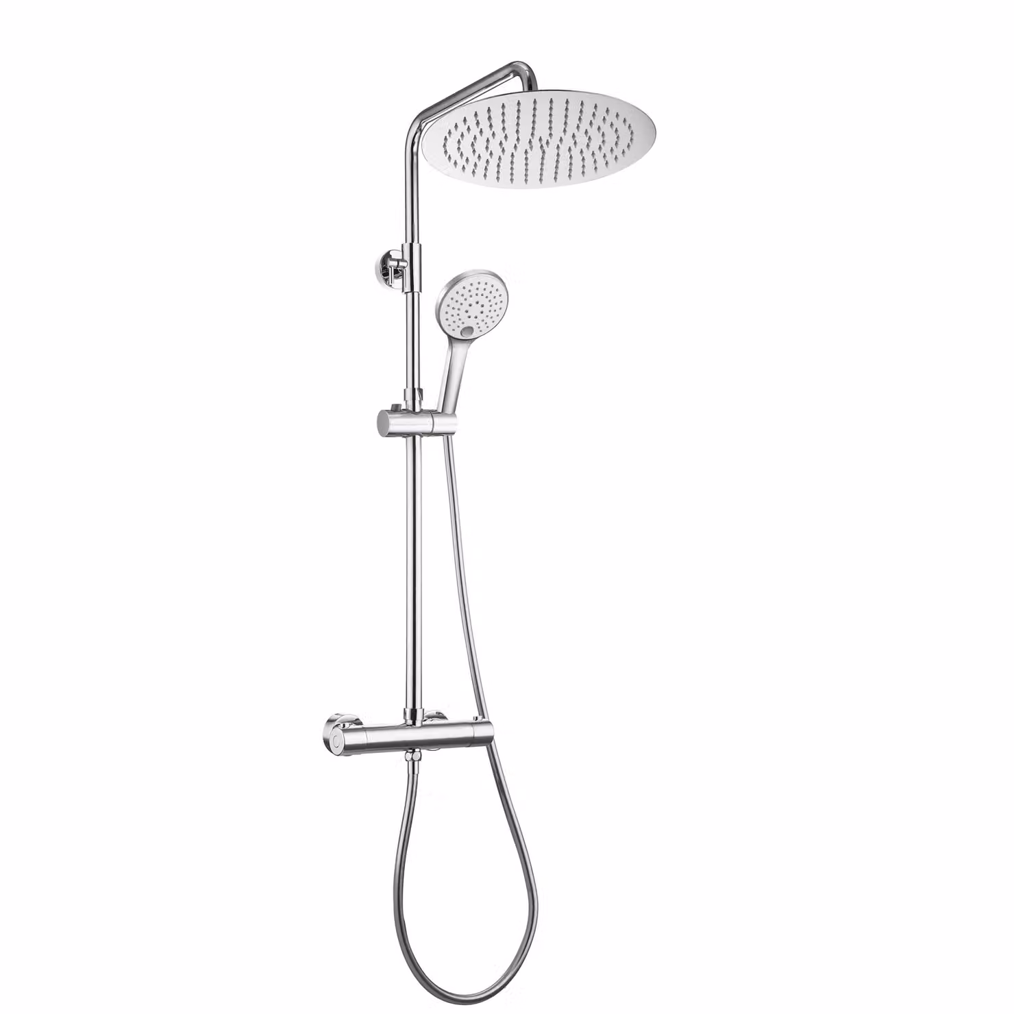 JOHO Colonna Doccia Inox 304 Miscelatore Fori Muro Regolabili Colonna Doccia con Rubinetto Termostatico ,Set doccia D30cm Pioggia e Soffione Doccetta