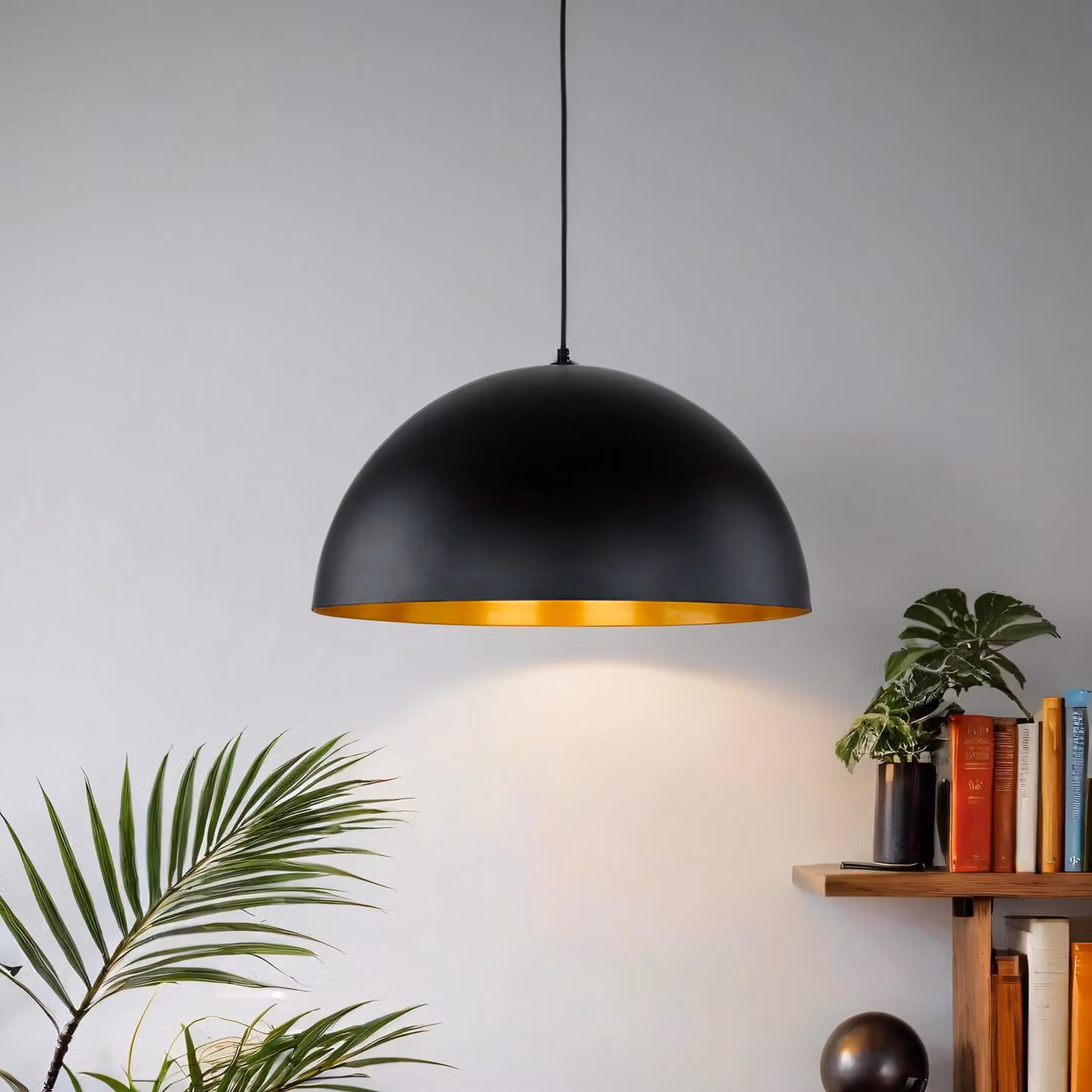 Lampada a sospensione oro nero rotonda Ø 50 cm regolabile in altezza E27 lampada a sospensione sala da pranzo cucina