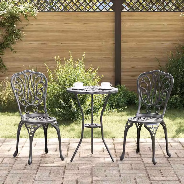Maison Exclusive - Set da giardino per bistro, 3 pezzi, colore nero, alluminio