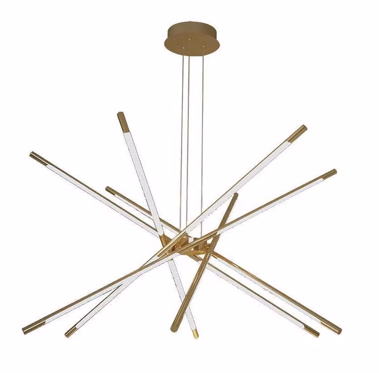 V-TAC VT-7922 Lampadario LED Dimmerabile design moderno con 12 luci tabular 42W a sospensione in Metallo Colore Oro 85*31*120cm 3000K - 15343