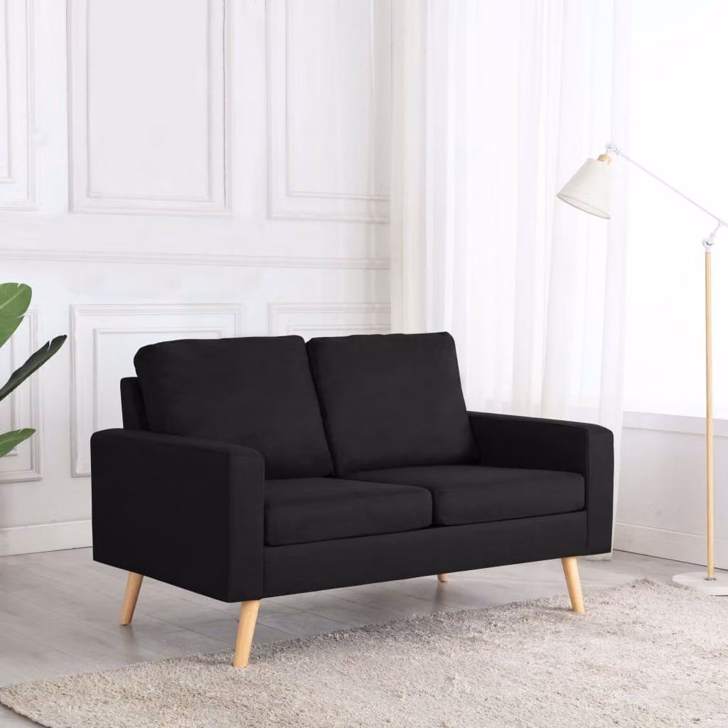 Maison Exclusive - Divano a due posti in tessuto nero