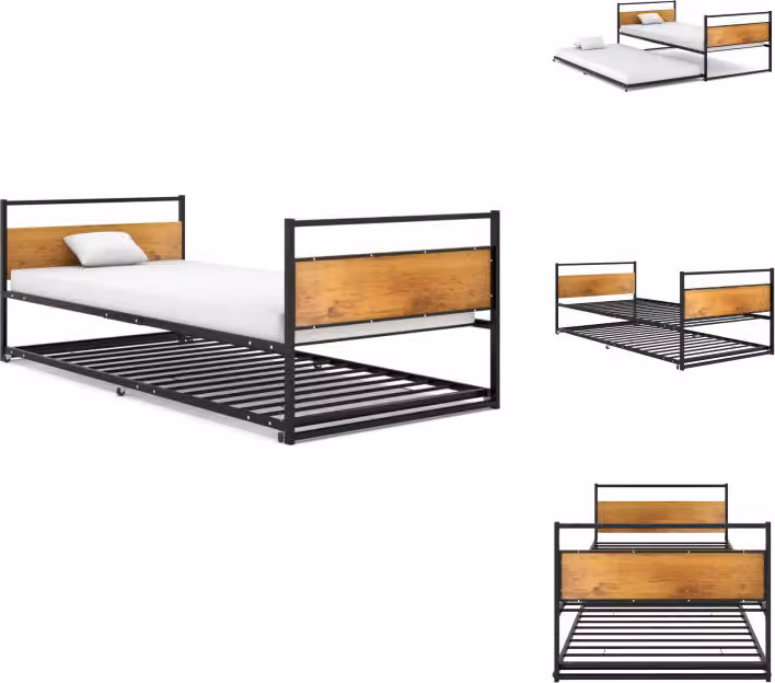 vidaXL Letto allungabile in metallo nero 90x200 cm - Letti & reti