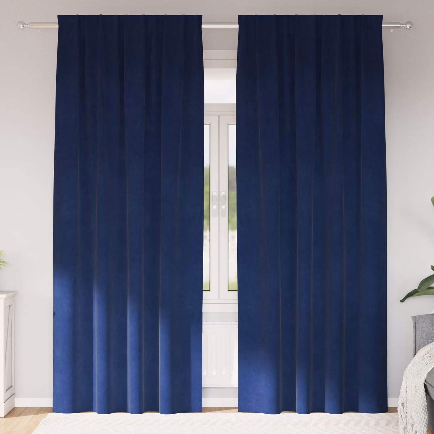 Set di 2 tende oscuranti vidaXL in velluto blu, L: 140 cm, H: 225 cm