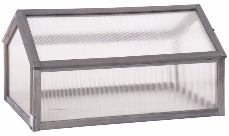 Mini serra in legno con pannelli in policarbonato | Colore: Grigio | Dimensioni: 52x90x49,5 cm