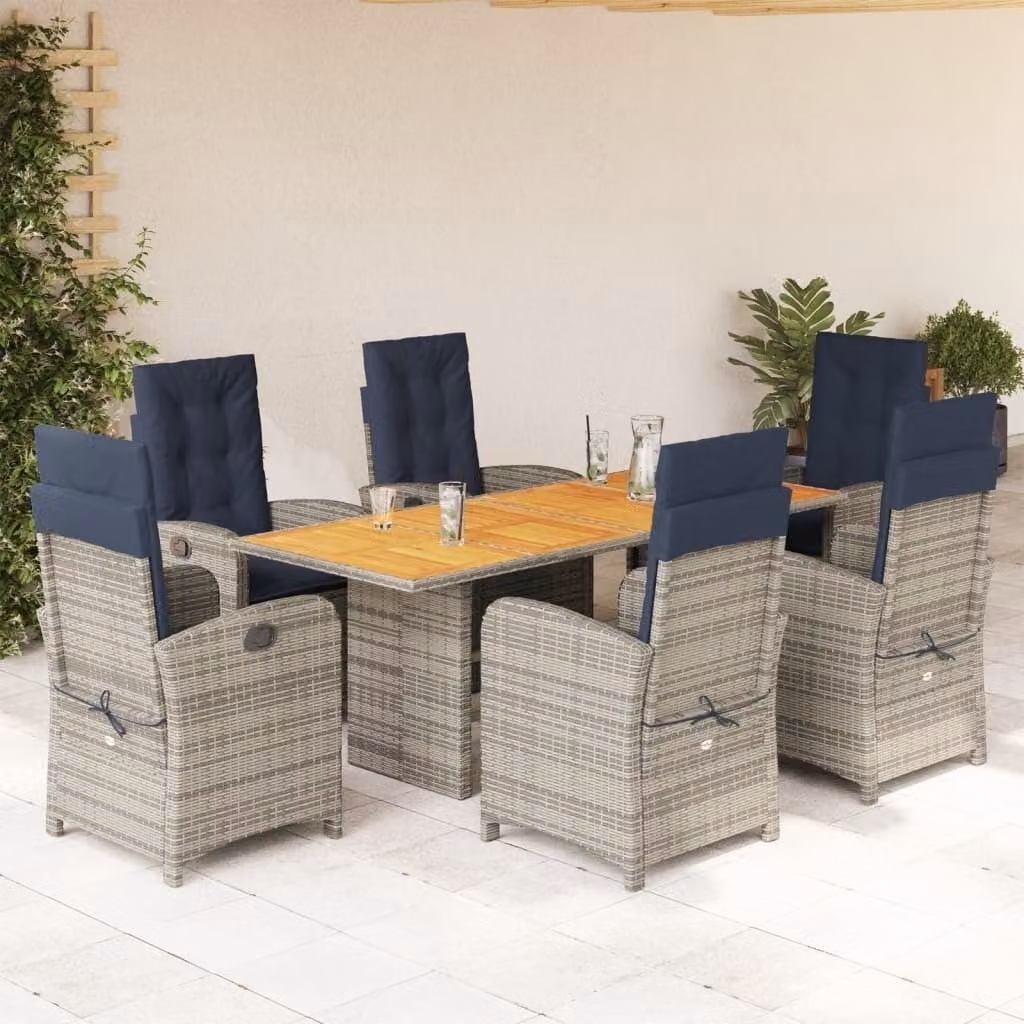Maison Exclusive - Set da pranzo da giardino 7 pezzi con cuscini in polyrattan beige