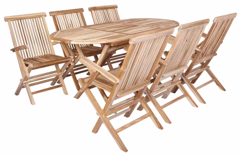 Set di mobili da giardino, 7 pezzi, in legno massello di teak naturale