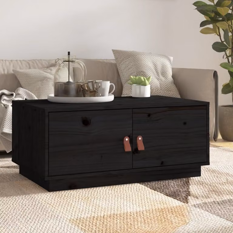 Maison Exclusive - Tavolino nero 80x50x35 cm in legno massello di pino