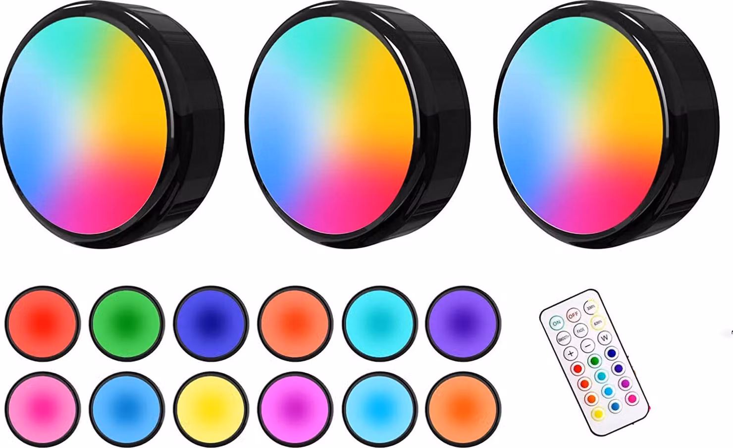 INF Faretti LED 13 colori dimmerabili con telecomando Confezione da 3