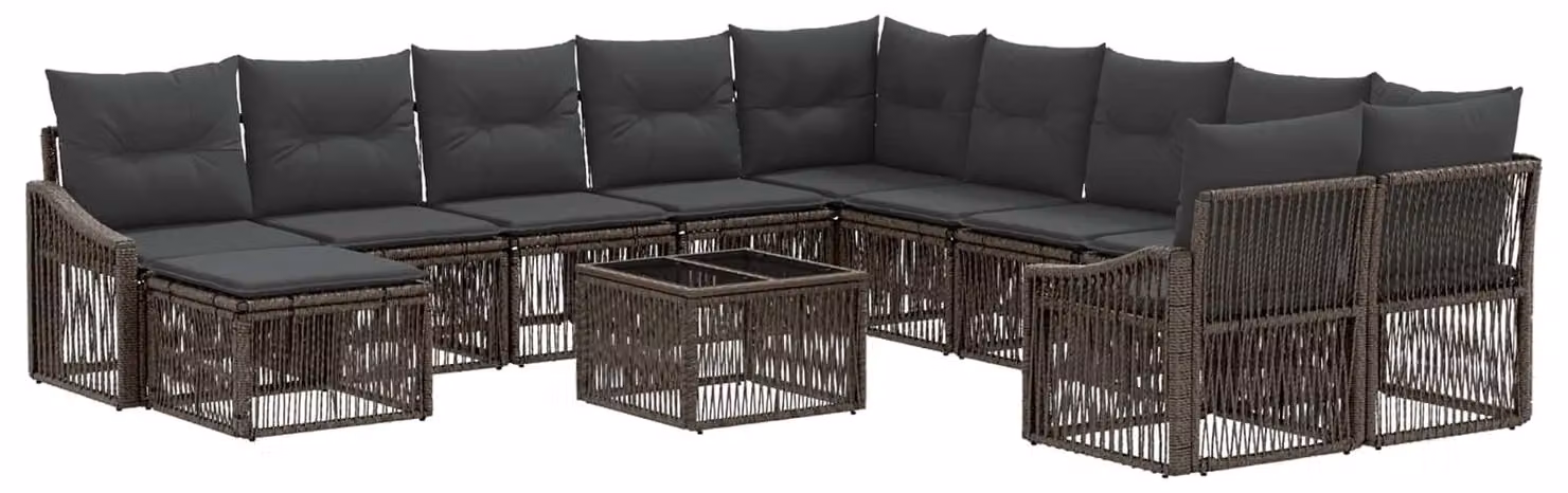 Set Divano da Giardino 12 pcs Grigio polyrattan