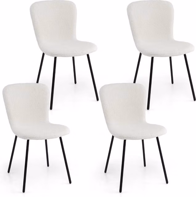 Set di 4 sedie da pranzo con schienale e gambe in metallo, 4 sedie alte da bar con sedie imbottite moderne Beige-Sedie da pranzo