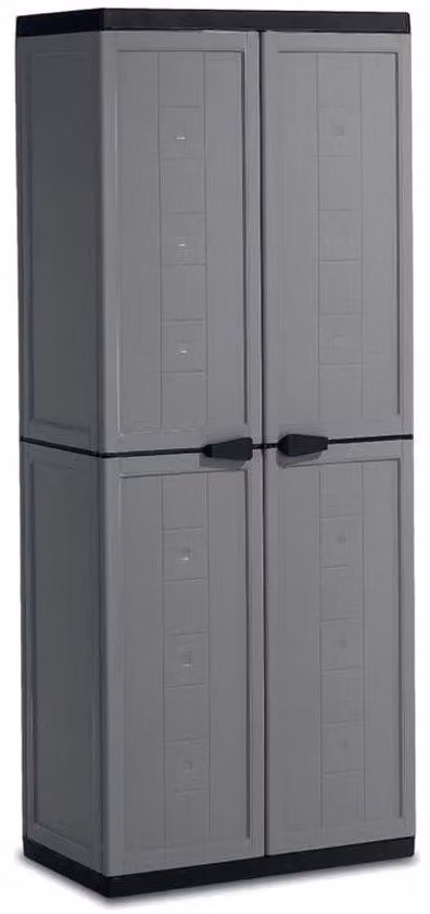 Armadio portaoggetti in plastica Unyqoos®, con ripiani interni regolabili, color grigio scuro/nero, dimensioni 68 x 39 x 166 cm