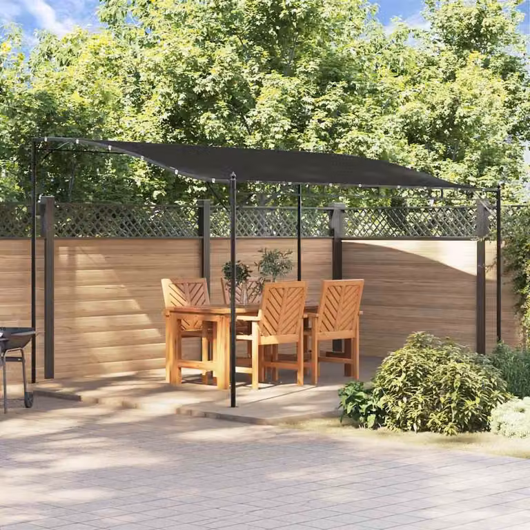 Tettoia da giardino curva vidaXL in acciaio e poliestere, colore antracite
