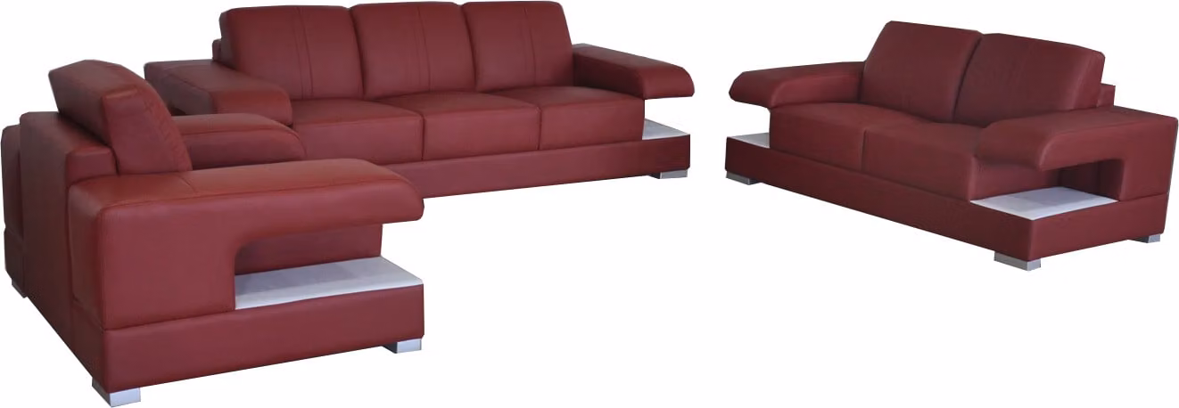 Ledersofa Couch Wohnlandschaft Garnitur Design Modern Sofagarnitur 3+2+1 G8028D
