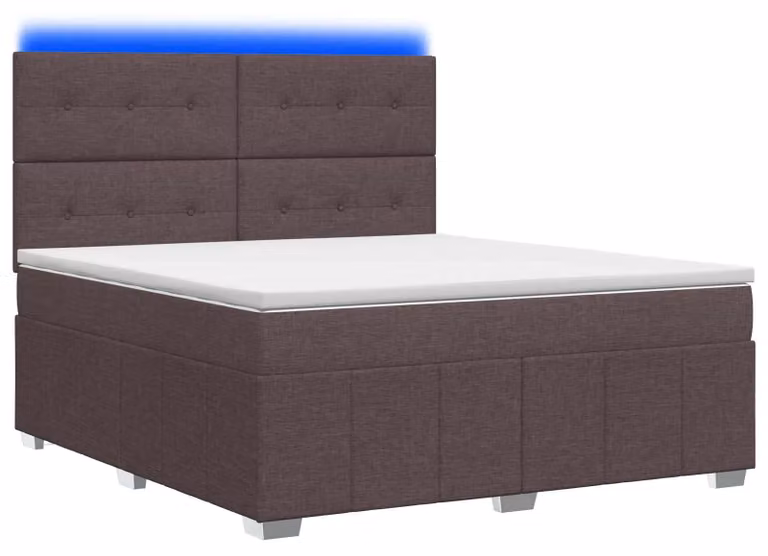 Letto boxspring LED con materasso marrone scuro 140 x 200 cm tessuto