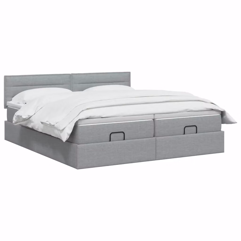 Letto ottomano con materasso vidaXL in tessuto grigio L: 180 cm, P: 200 cm, H: 88 cm – 2