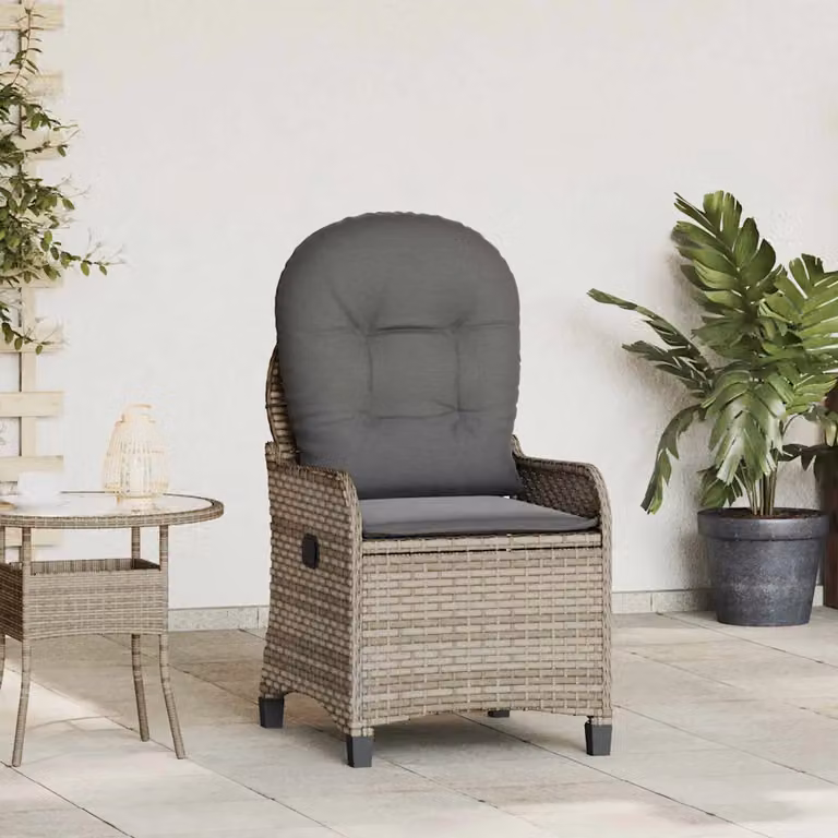 vidaXL Poltrona reclinabile in rattan e metallo Grigio