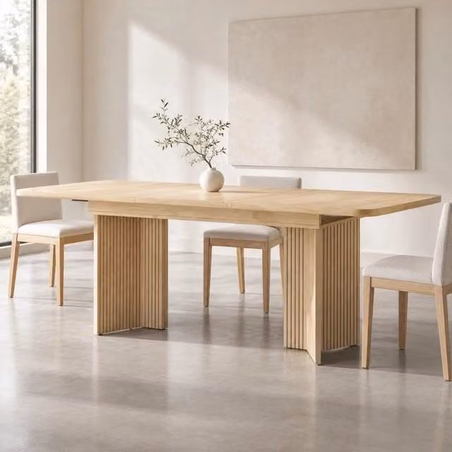 Tavolo da pranzo allungabile 120-160x80 cm color legno MDF, piano estensibile