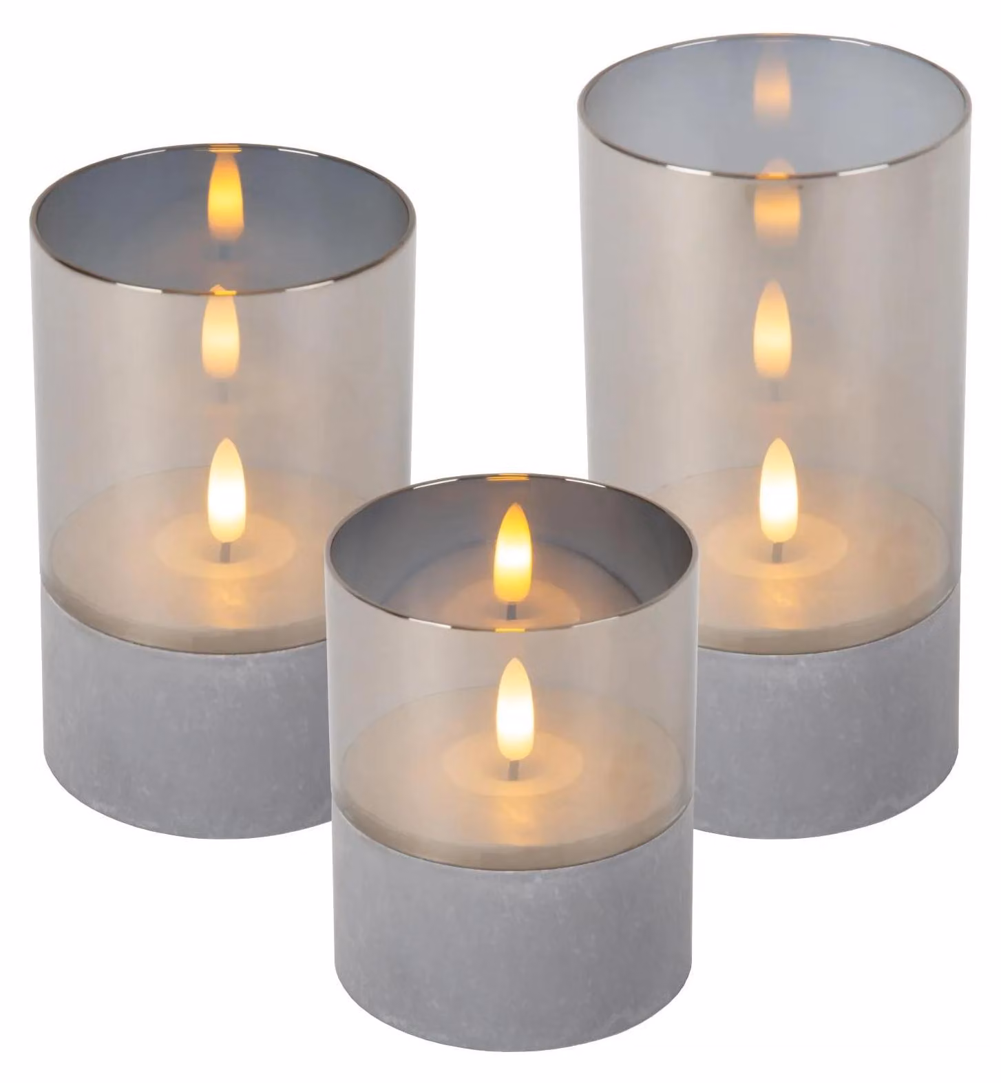 Lucide VELAS - Lampada da tavolo - Alimentazione a batteria - Diametro 8 cm - LED - 3x0,2W 2700K - Grigio fumé - Set da 3