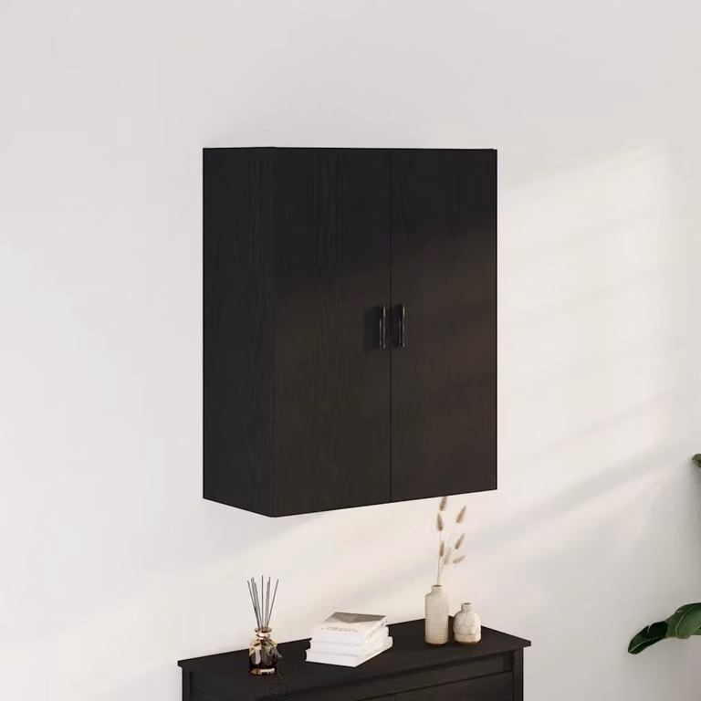 Mobile a muro vidaXL moderno in Rovere Nero con ante a battente, L/P/H: 69,5 x 34 x 180 cm