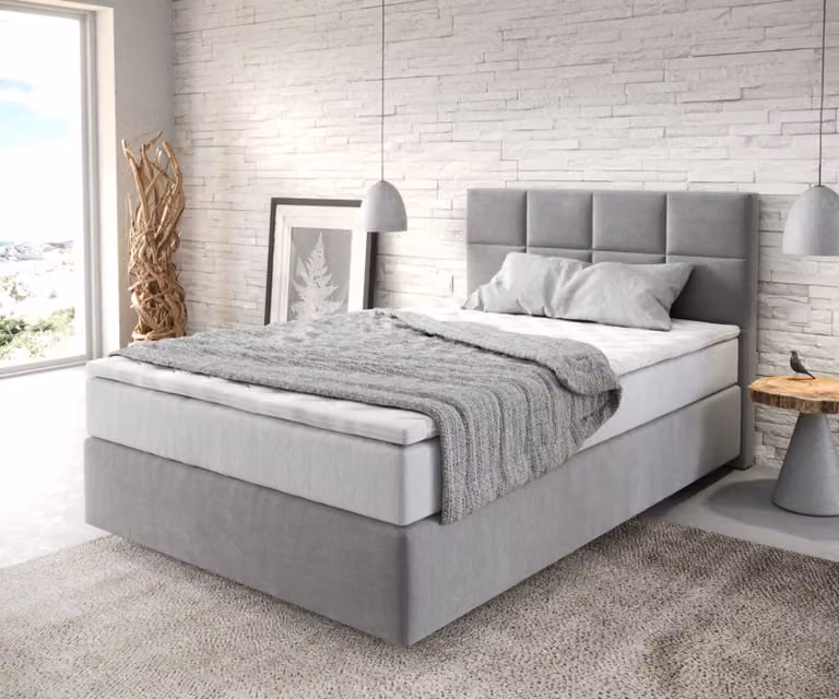 DELIFE Dream-Fine letto a molle 120x200 cm in microfibra grigia con materasso TFK e topper in visco