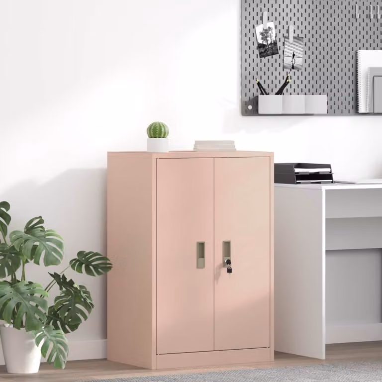Armadio in metallo vidaXL rosa con ante a battente e serratura L/P/H: 60 x 40 x 90 cm
