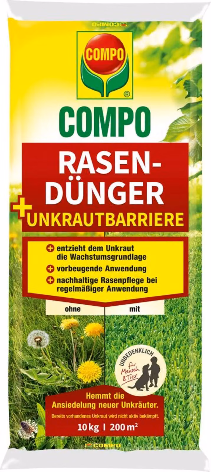COMPO Fertilizzante per prati + barriera anti-erbacce 10 kg per 200 m²