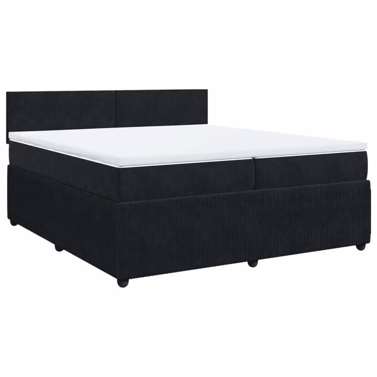 Giroletto a Molle con Materasso Nero 200x200 cm in Velluto