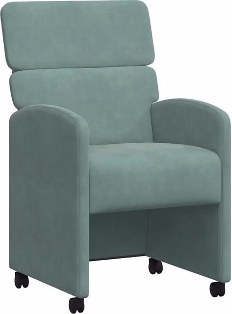 Sedie da Pranzo con Ruote 2 pz | Sedie da cucina verde mare 58 x 65 x 98 cm