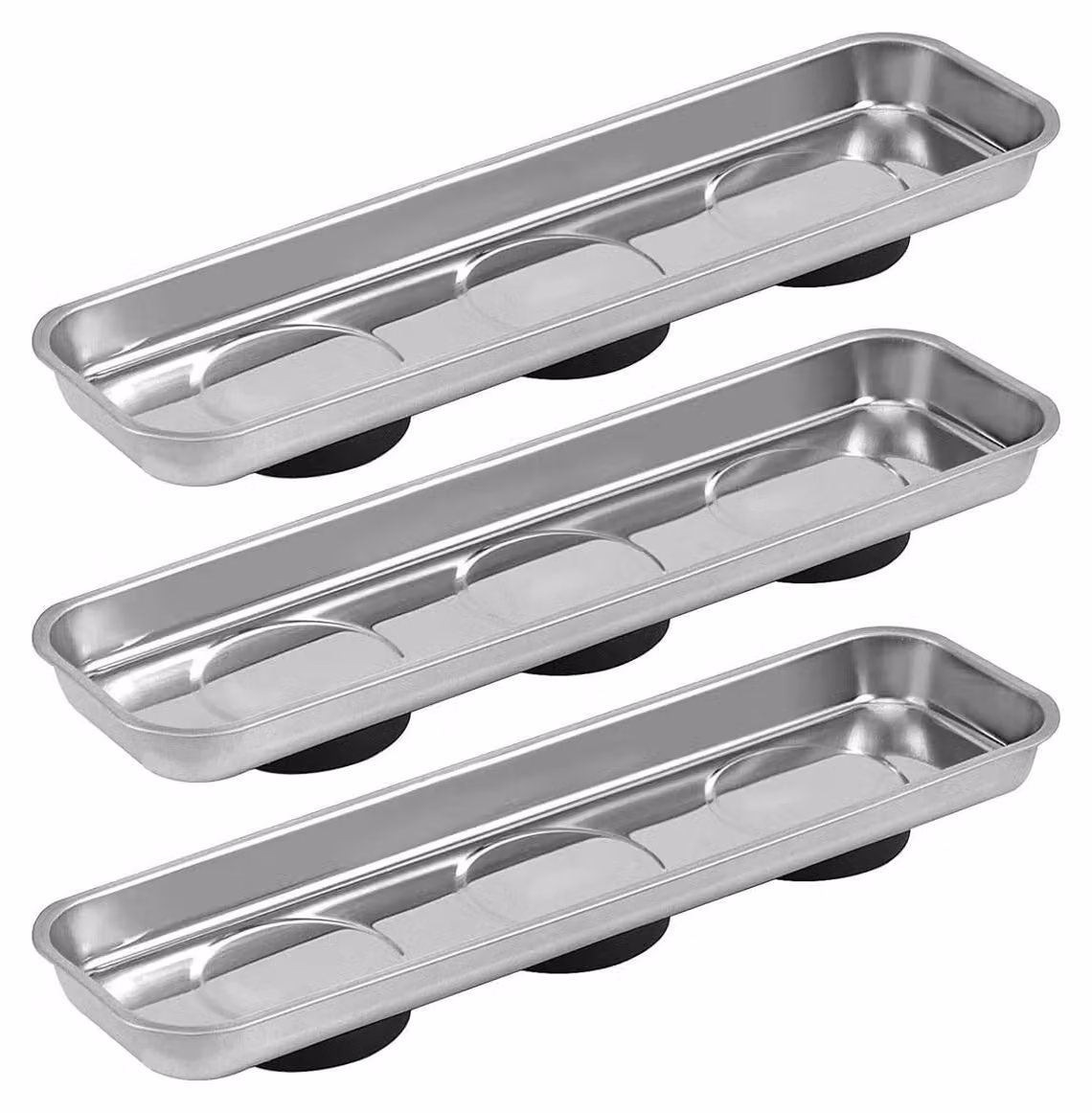 Contenitore per utensili da 3 pezzi - Contenitore magnetico - Acciaio inossidabile - 23 x 6 cm - Forte attrattiva magnetica - Ideale per utensili e componenti - Vassoio magnetico