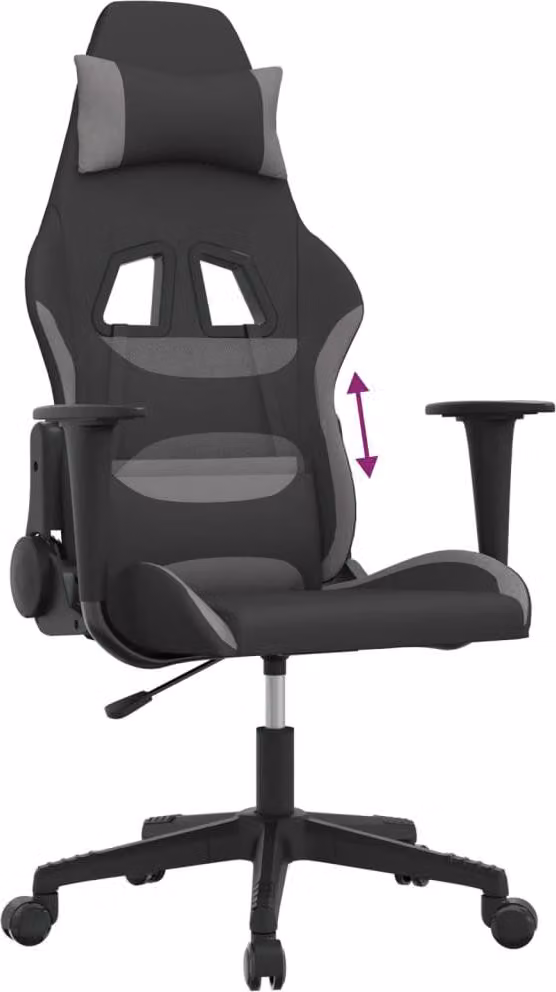 Sedia da Gaming Nero e Grigio Chiaro in Tessuto