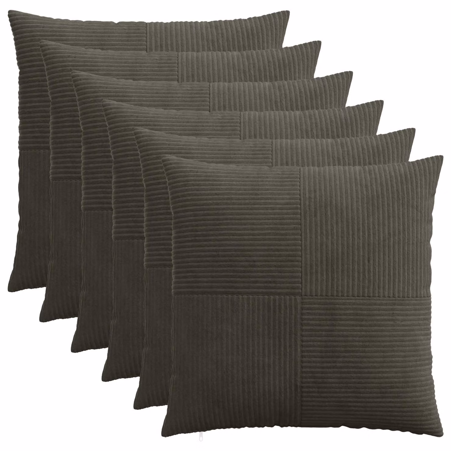 Set di 6 federe vidaXL ALMELO in velluto a coste, colore antracite, L 65 x P 65 cm