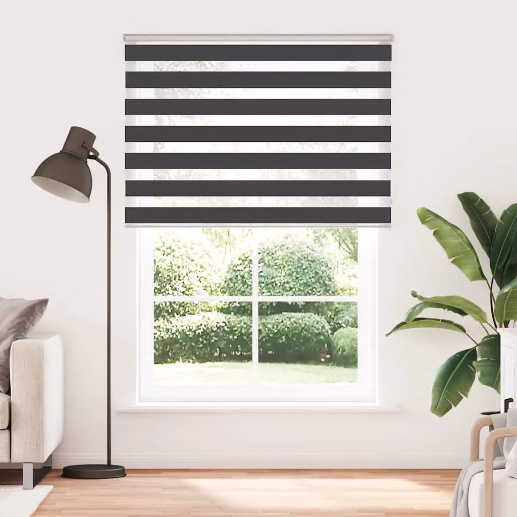 vidaXL Tenda a Rullo Zebra Nero Larghezza Tessuto 160,9 cm Poliestere