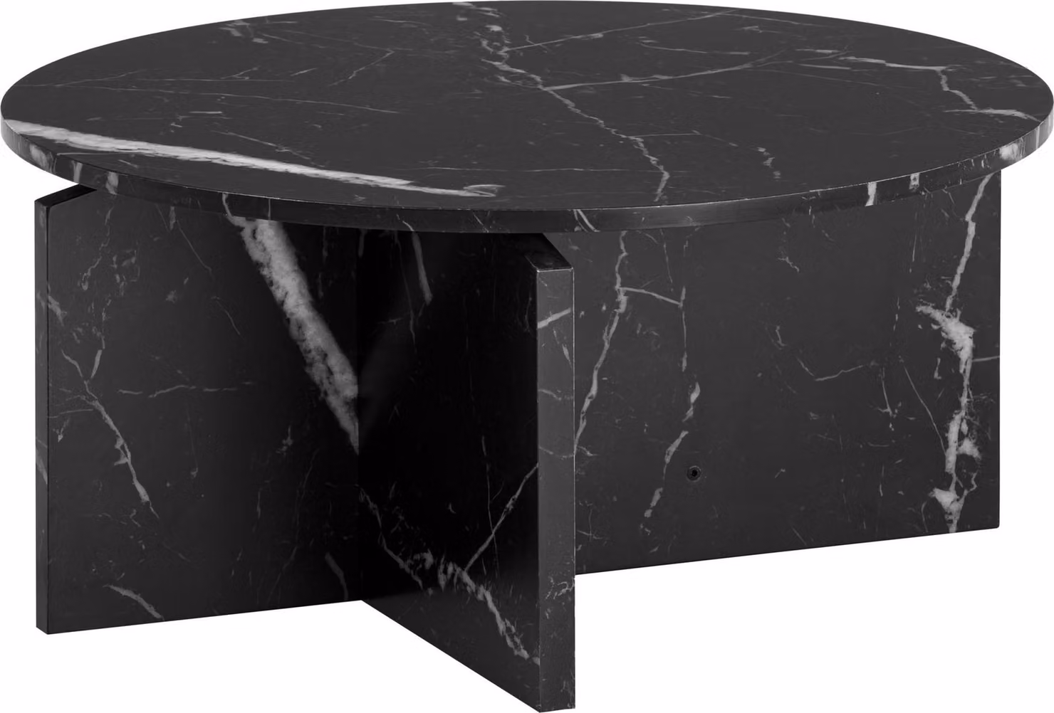 WOHNLING Tavolino da caffè 70x70x33 cm Nero Tavolino da divano in marmo Design moderno Tavolino da salotto Rotondo Tavolino da caffè grande Tavolino laterale
