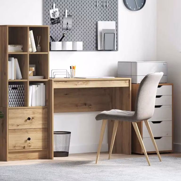 Scrivania moderna vidaXL in legno color rovere marrone L: 90 cm, P: 40 cm, H: 76 cm